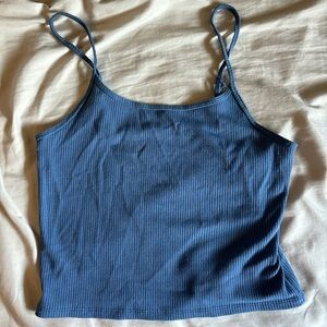 Blue Ribbed Women's Tank Top